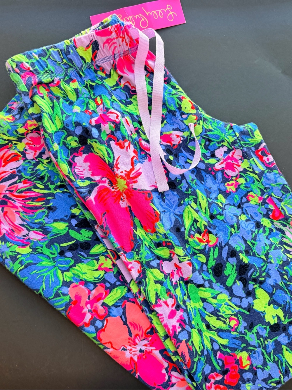 Lilly Pulitzer PJ Knit Pants XXS Festive Fantasy Floral Wide Leg - Picture 1 of 7